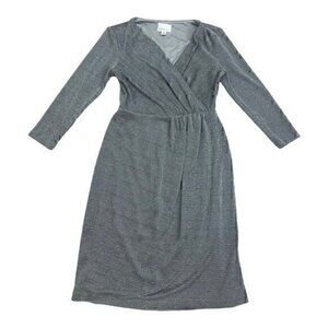 Donna Morgan silver faux wrap dress size 2